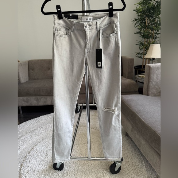 DL1961 Margaux Silver Gray Ankle Skinny Instasculpt Denim Jeans Size 27 New - Picture 3 of 13